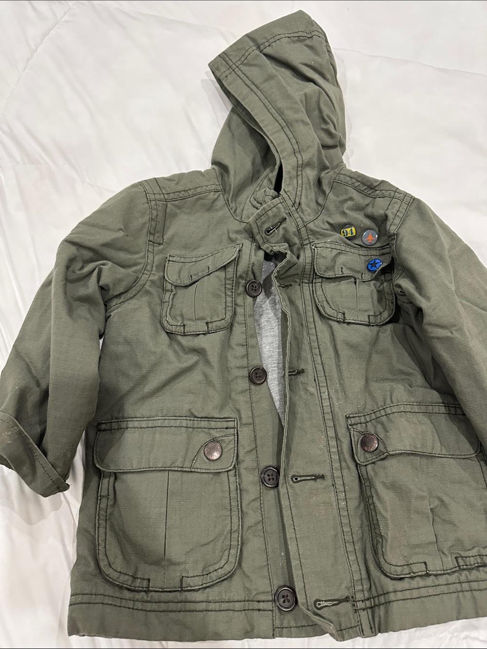 Old Navy Olive Green Hooded Utility Jacket for Kids